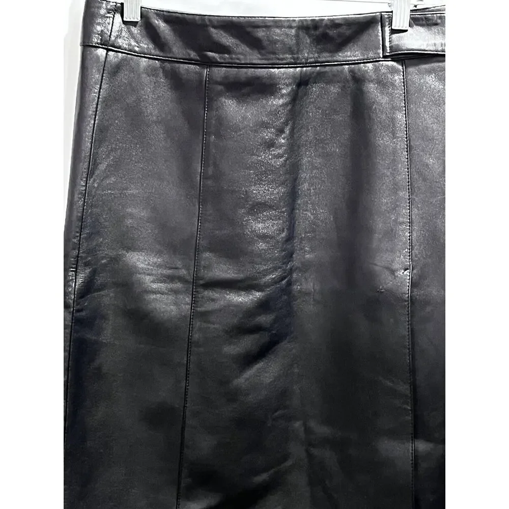 Bebe Butter Soft Black Genuine Leather Straight Skirt‎ size 8-10, 30” waist Y2K